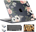 TWOLSKOO Compatible with M4 MacBook Air 15 inch Case 2025-2023 Released Model M4 A3241 M3 A3114 M2 A2941, Plastic Hard Shell & Screen Protector & Keyboard Cover & Type C Adapter, Rose Flower