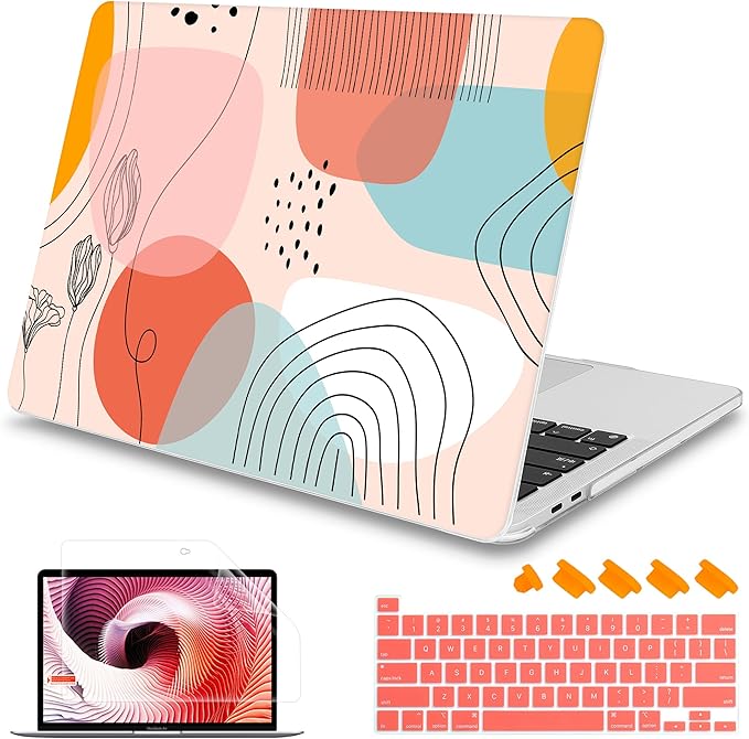 Mektron for MacBook Pro 16 inch A2141 Case 2020 2019 Release with with Retina Display & Touch Bar & Touch ID, Abstract Artistic Plastic Hard Shell Cover Keyboard Skin Screen Film