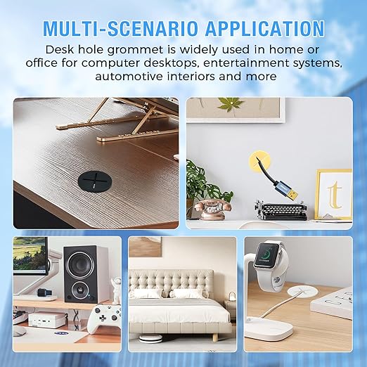Desk Grommet, 3/4 in 20 mm Silicone Rubber Grommets, White Desk Hole Cover for Cables, Flexible Wall Cord Pass Through Grommet for Office Table Computer Home Furniture Wire Organizer-15 Pcs