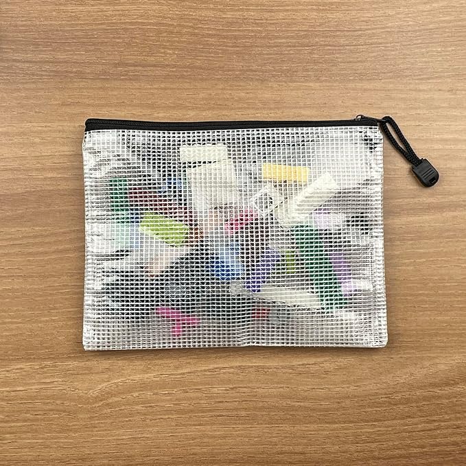 Oaimyy-16 PCS-6" x 8" Inch -Mesh Zipper Pouch, Plastic Zip File Folders Puzzle Bags for Organizing,Office Supplies,Travel,Home Storage-Multicolor