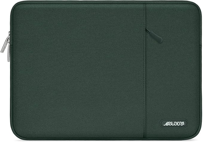 MOSISO Laptop Case 12.3 inch, 11.6-12.3 inch Laptop Sleeve Compatible with MacBook Air 11.6, Acer HP Dell Lenovo Samsung, Surface Pro, Polyester Vertical Computer Sleeve Bag with Pocket,Midnight Green