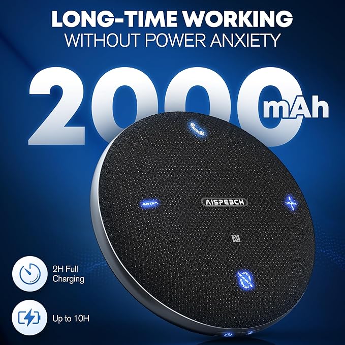 M4 Bluetooth Speakerphone Conference Microphone with AI Noise Reduction Full-Duplex AI Transcription USB Speakerphone 360° Voice Pickup Conference Speaker Home Office for Teams/Zoom, Black