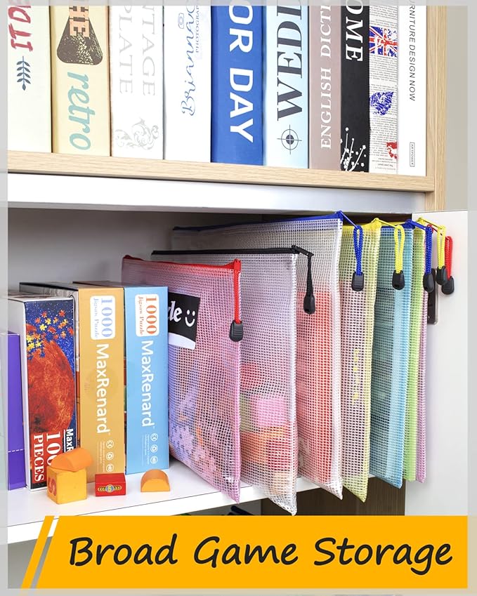 SUNEE Mesh Zipper Pouch 11x16 in (10 Colors, 30 Packs), Large Mesh Zipper Pouch Bags for School Office Supplies, Puzzles & Games, Travel Accessories, Waterproof Zipper Pouches for Organizing