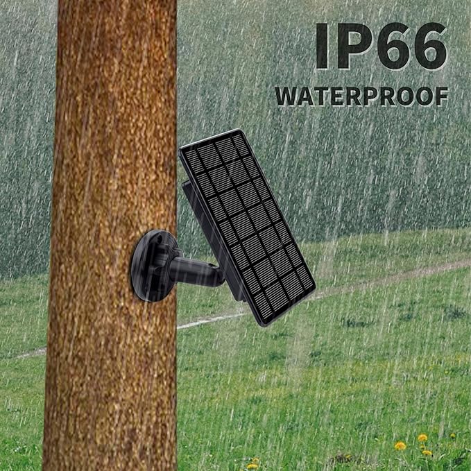 3W Trail Camera Solar Panel, with Build-in 5000mAh Rechargeable Lithium Battery Solar Battery Charger Kit for Hunting Game Cameras or Deer Feeder Accessory, 12V/1A 6V/2A IP65 Waterproof Solar Panel