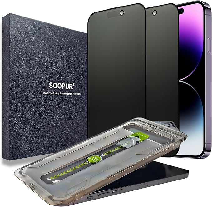 2 Pack Matte Privacy Screen Protector for iPhone 14 Pro Max, [Auto-Dust Removal and Auto-Alignment] Anti-Spy Anti-Glare Anti-Fingerprint Tempered Glass Film, Smooth & Sensitive Touch