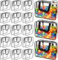 18 Packs Large Toy Storage Bags with Labels, Waterproof Clear Pvc Storage Bags for Toys, Travel Organizer Bags with Zipper Closure for Puzzles, Building Blocks, Kids' Books