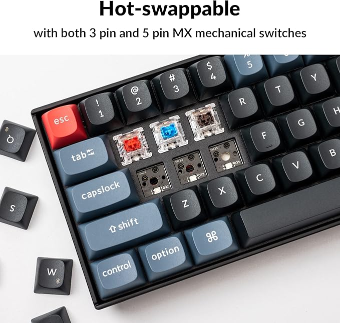 Keychron K6 Pro Wireless Custom Mechanical Keyboard, QMK/Launcher Programmable Macro, Hot-Swappable, 65% Layout White Backlit Office Keyboard for Mac Windows Linux
