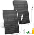 Solar Panel for Security Camera, 5W USB Solar Panel for DC 5V Security Camera, Micro USB & USB-C Port Solar Panel, IP65 Waterproof Solar Charger for Camera,360° Adjustable Mounting 13ft Cable, 2 Pack