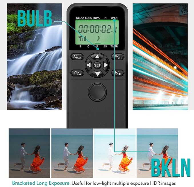 Wireless Shutter Camera Remote Intervalometer Timer Compatible with Nikon Z7, Z7-II, D750, D780, D7500, D7200, D5500, D5300, D610, D600, D90, P7700, P7800, P950; Replaces Nikon MC-DC2