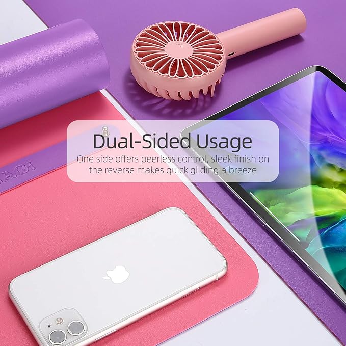 YSAGi Desk Mat, Mouse Pad,Waterproof Desk Pad,Large Mouse pad for Desk, Leather Desk Pad Large for Keyboard and Mouse,Dual-Sided Mouse Mat for Office (23.6" x 13.7", Aconite Violet+Eosine Pink)