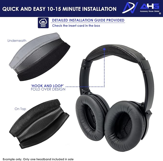 AHG Sheepskin QC35 ii Headband / QC35 Headband pad Cushion Cover. Compatible w/Bose QuietComfort 35 ii Headphones/QuietComfort 35 Headphones (Black). Premium Sheepskin Leather/High-Density Foam