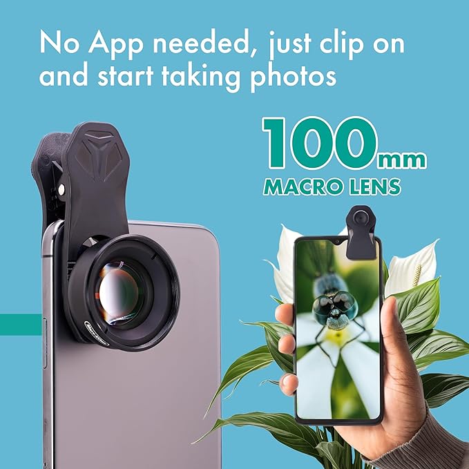 LensXpert® Professional Smartphone 100MM Macro Lens for Long Distance Shooting Smartphone 4K HD Phone Camera Lens No Distortion Blurry Background Compatible with iPhone 11/XS/XS Max/XR/X/8/8 Plus, Pix