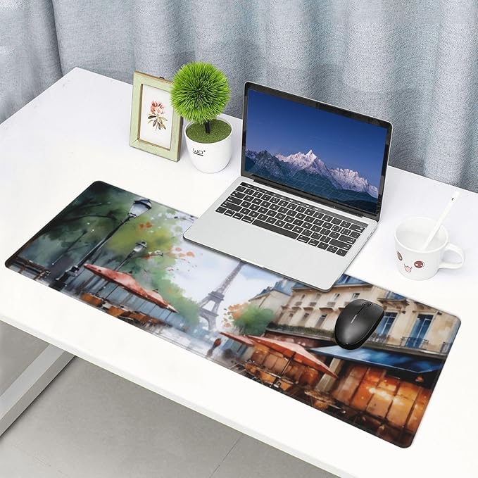 Gaming Mouse Pad, Large Non-Slip Rubber Base Mousepad, Keyboard Mouse Mat, Desk Pad with Stitched Edges, 31.5x11.8inch, Elfa Tower