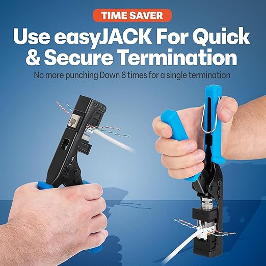 Everest 90° Angled RJ45 Cat5e Keystone Jacks 50-Pack in Light Almond - Slim Profile Female RJ45 Connectors - Cat 5e Keystone Jack - Compatible with 90° Angled Speed Termination Tool - easyJACK