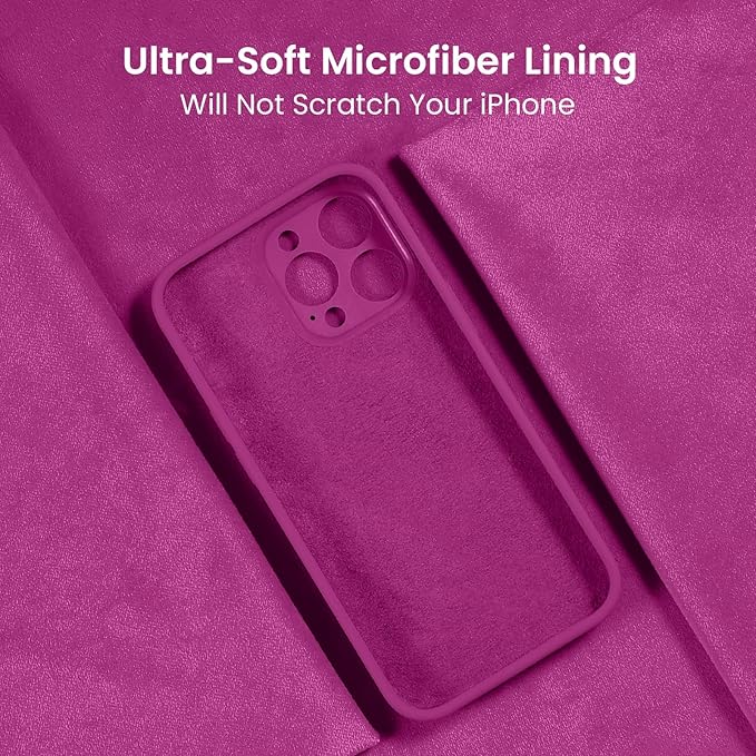 FireNova Designed for iPhone 15 Pro Max Case, Silicone Upgraded [Camera Protection] Phone Case with [2 Screen Protectors], Soft Anti-Scratch Microfiber Lining Inside, 6.7 inch, Shocking Pink