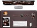 Leather Desk Pad Blotter,Mouse Pad,Office Desk Mat, Non-Slip PU Leather Desk mat,Large Desk mat,Waterproof Keyboard mat for Office/Home/Decor (Coffee,35" x 17")