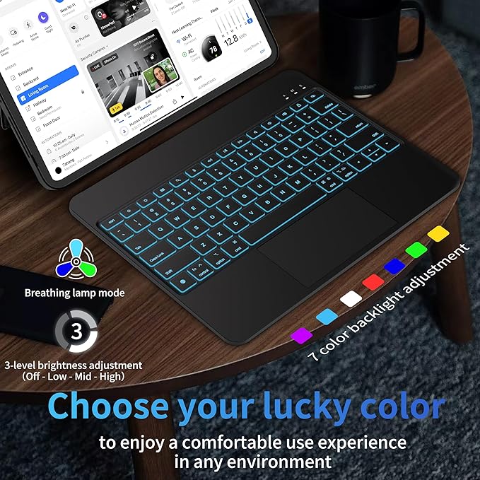 iPad Pro 13 Inch Case 2024 with Keyboard, Magnetic Detachable Keyboard Case for iPad Pro 13 Inch (M4, 2024) with 7 Colors Backlight, Multi-Touch Trackpad, Portrait/Landscape Mode (Black)
