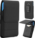 BECPLT for iPhone 17 Pro 16 Pro 16 15 Pro 14 13 Pro 12 Pro Belt Case Nylon Phone Holster with Belt Clip and Belt Loops Cell Phone Holder Carrying Pouch for Galaxy S25 S24 S23 S22 S21 S20 - Black