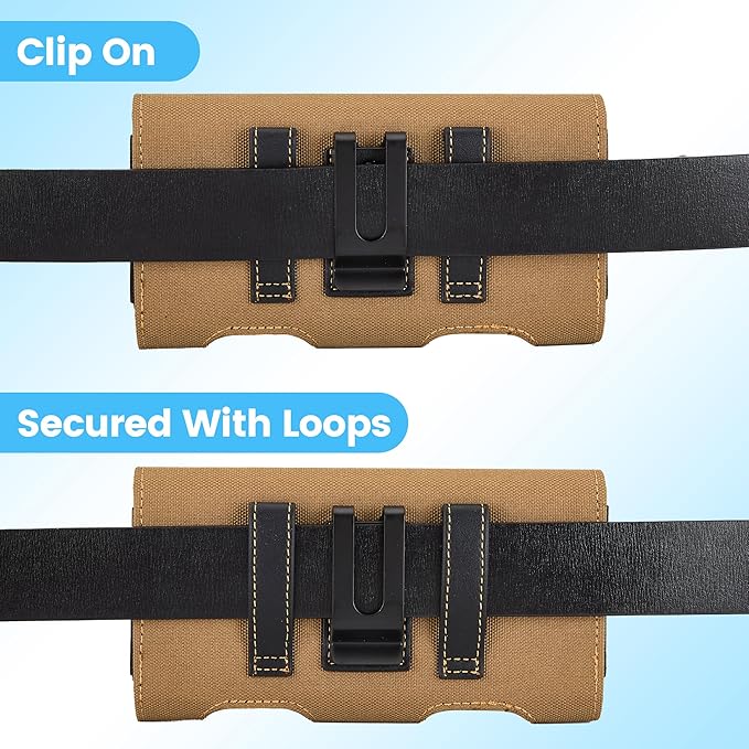 Mopaclle Nylon Phone Holster with Belt Clip for iPhone 17 Pro / 17, iPhone 16 Pro 16,15 Pro 15, iPhone 14, 14 Pro,13 Pro,Samsung Galaxy S25 S24 S23, S22,S21,Premium Cell Phone Belt Holder Pouch Cover