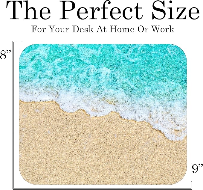 Coastal Shoreline Waves Sandy Beach Theme Mouse Pad Mat Mousepad for Desk Computer Laptop PC Gaming Home or Office Gift (Sand MP36)