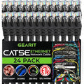 GearIt 24-Pack, Cat5e Ethernet Patch Cable 5 Feet - Snagless RJ45 Computer LAN Network Cord, Black