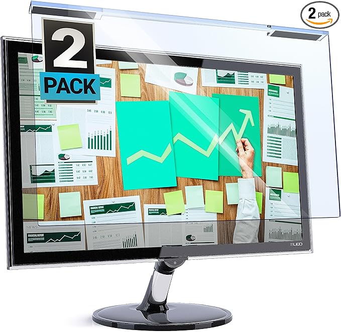 VINTEZ Blue Light Screen Protector for 22 Inch Computer Monitor and Laptop – Anti-UV Blue Light Blocking Film for Desktop PC, Eye Protection Filter, 19.2" x 12.4", 2 Pack