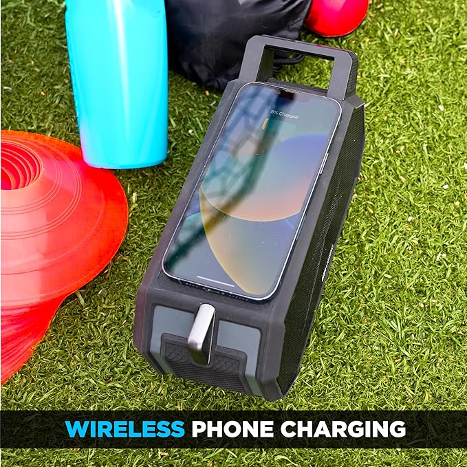 Altec Lansing Portable Bluetooth Speaker HYDRABOOM 2.0, 32W Output Power, 16Hr Playtime, Party Sync, Qi Wireless Charging, Everything-Proof, Voice Assistant Compatible - Black