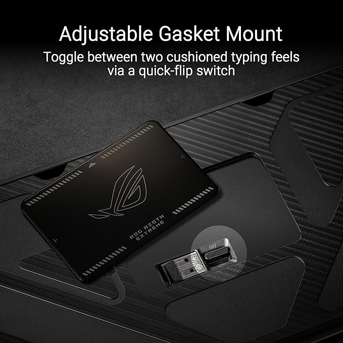 ROG Azoth Extreme 75 Custom Gaming Keyboard, Aluminum Chassis, Carbon Fiber Positioning Plate, Adjustable Gasket Mount, Three-Layer Dampening, Color OLED Touchscreen, ROG NX Snow Switches, PBT Keycaps