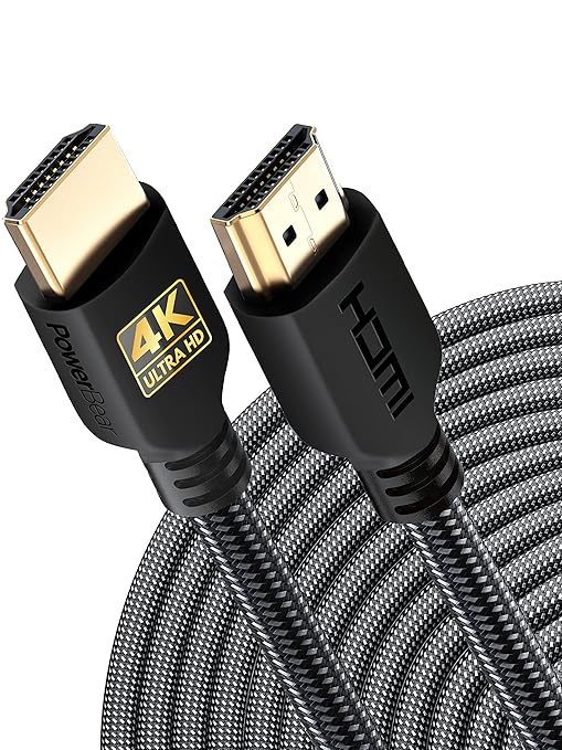 PowerBear 4K HDMI Cable 40 ft | High Speed, Braided Nylon & Gold Connectors, 4K @ 60Hz, Ultra HD, 2K, 1080P, ARC & CL3 Rated | for Laptop, Monitor, PS5, PS4, Xbox One, Fire TV, Apple TV & More