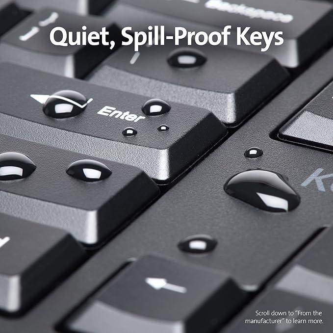 Kensington Pro Fit Ergonomic Wired Keyboard- Black (K75400US)