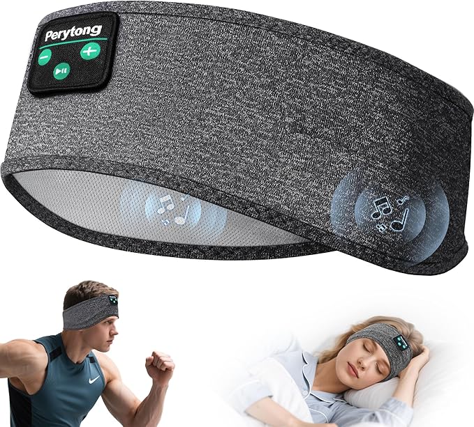 Perytong Sleep Headphones, Bluetooth Sports Headband Headphones with Ultra-Thin HD Stereo Speakers Perfect for Sleeping,Workout,Jogging,Yoga,Insomnia, Air Travel, Meditation