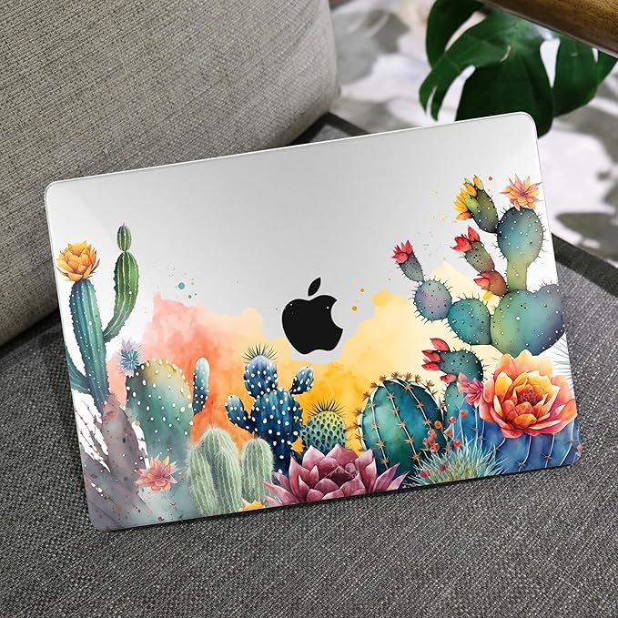 MEEgoodo for M4/M3/M2 MacBook Air 15.3 inch Case 2025 2024 2023, Case Fit Model (A3241/A3114/A2941) for MacBook Air 15 inch, Laptop Hard Shell with Keyboard Cover, Tropical Cactus