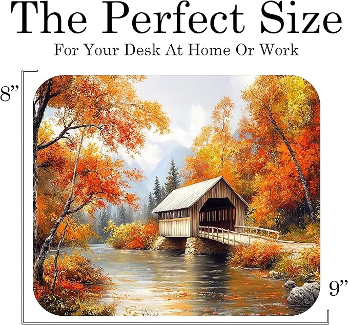 Fall Season Mouse Pad Mat Mousepad for Desk Computer Laptop PC Gaming Home or Office Gift (Bridge MP82)