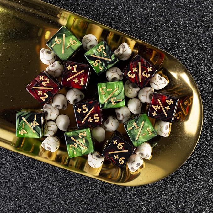 48 Pieces MTG Dice Counter Magic The Gathering Counters +1/+1 Dice Tokens Set Loyalty Life Gifts for Cards Gaming Accessories (Ruby, Emerald)