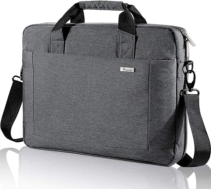 Voova Laptop Bag Case 17 17.3 Inch Computer Sleeve Messenger Bag with Shoulder Strap Expandable Waterproof Large Capacity Business Briefcase for Work Travel Fit 17-18” Laptop, Men Women, Gray