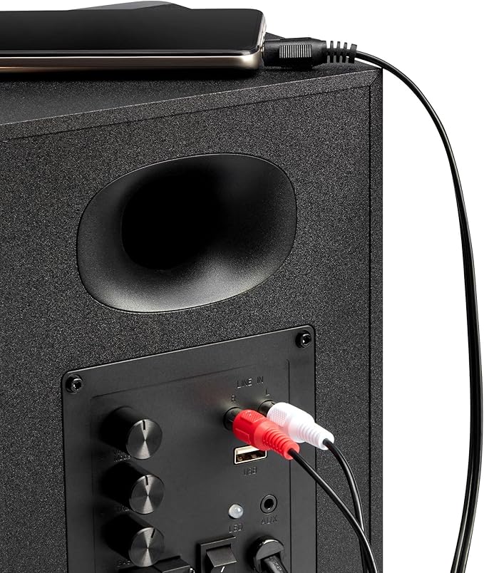 Bookshelf Speakers with Deep Bass, 80W Peak Output HiFi Gaming Computer Speakers, 4" Desktop Audio System for Home Office Desktop PC, Home Entertainment, Turntable, Pair, Black