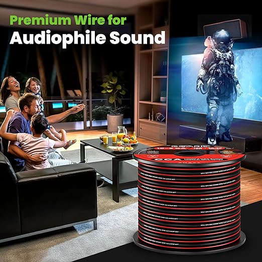 GEARit Speaker Wire 14 Gauge, Speaker Cable 100ft for Car Audio, Home Theater, CCA(Black)