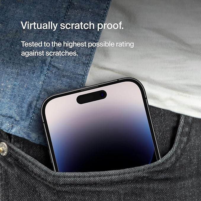 Belkin ScreenForce TemperedGlass Privacy Screen Protector for iPhone 14 Pro - Treated Surface with Anti-Fingerprint Coating and Included Easy Align Tray for Bubble Free Application