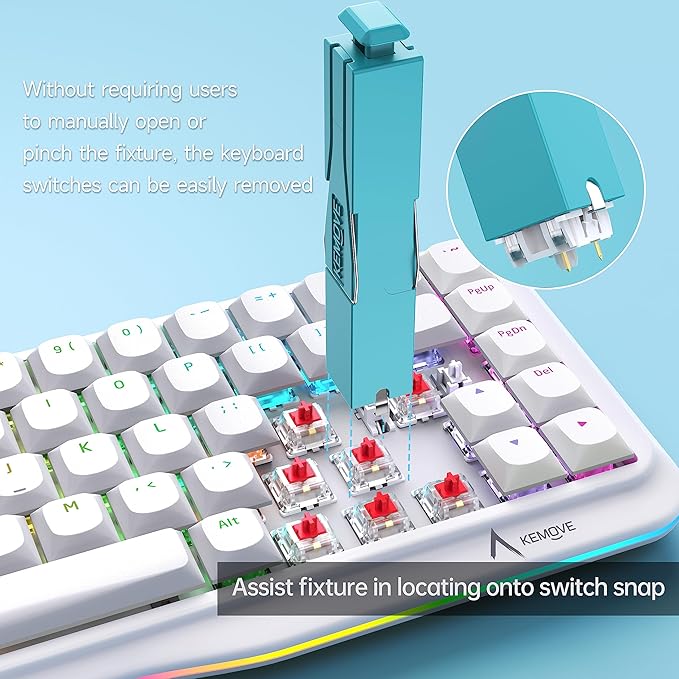 KEMOVE P10 2-in-1 Switch Puller Keycap Puller for Mechanical Keyboard, 304 Stainless Steel Key Switch Keycap Puller, Easily Remove and Replace Gaming Keyboard Switches and keycaps - Blue