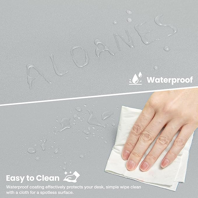 ALOANES Waterproof Mouse Pad with Durable Stitched Edge, Large Gaming Keyboard Pad, Non-Slip Rubber Base Mouse Mat, Extended Desk pad for Gamer, Office & Home, Gray Mousepad 27.6''x11.8''x0.12''