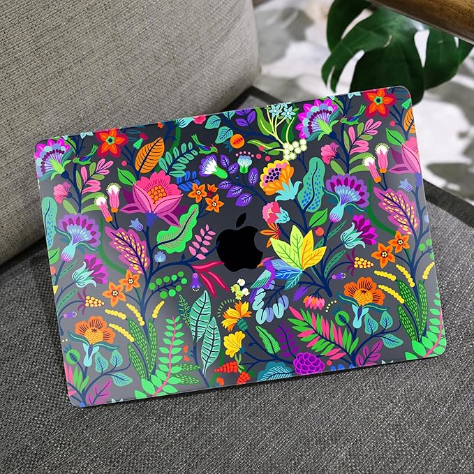 MEEgoodo Case for MacBook Air M4/M3/M2 13.6 inch 2025 2024 2022, Fit Model A3240 A3113 A2681, Compatible with MacBook Air 13 inch, Laptop Hard Case with Keyboard Cover, Bright Flowers & Tropic Leaves