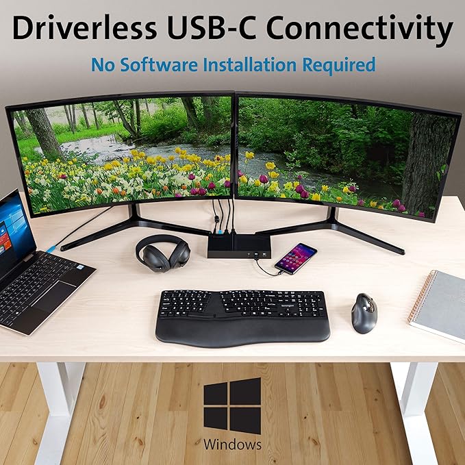 Kensington SD4820P USB-C Docking Station for Dell, HP, Lenovo, Surface, PixelBook, Pixel Slate- Dual 4K Video, 60W PD (K38042US)