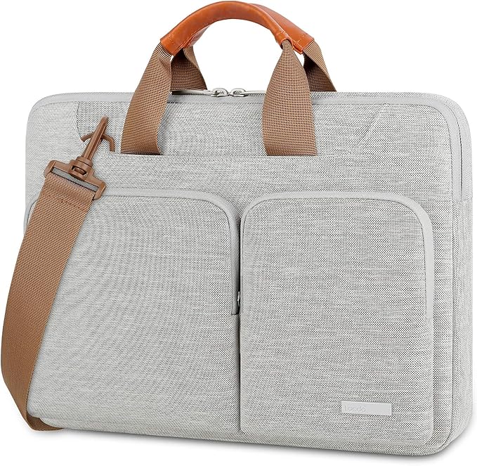 Lacdo 360° Protective Laptop Shoulder Bag for 15 inch New MacBook Air M4 A3241 2025, M3 A3114, M2 A2941 2024-2023, 15 inch MacBook Pro A1990 A1707, Dell XPS 15 Plus 2022-2020 Computer Case Bag, Gray