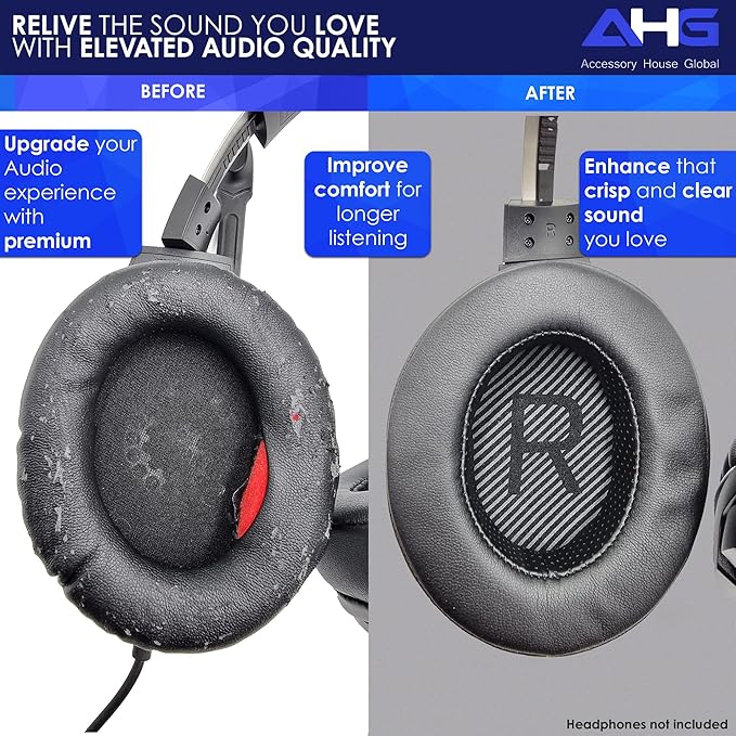 AHG Upgrade Premium Replacement Cloud Stinger Ear Pads Cushions and Headband Cover. Compatible with Kingston HyperX Cloud Stinger Headset. Premium Protein Leather | Extra Thick AHG FlexiSoft Foam