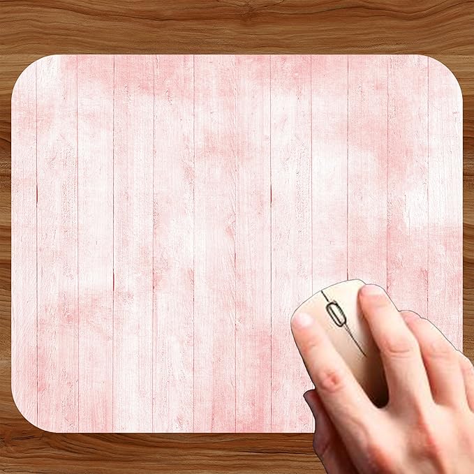 Pink Wood Decorative Colorful Mouse Pad Mat Mousepad for Desk Computer Laptop PC Gaming Home or Office Gift (Pink Wood MP45)