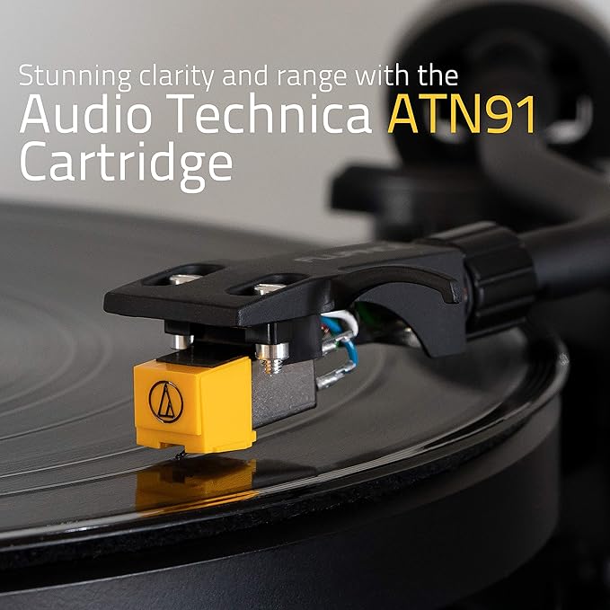 Fluance RT80 Classic High Fidelity Vinyl Turntable Record Player with Audio Technica AT91 Cartridge, Belt Drive, Built-in Preamp, Adjustable Counterweight, Solid Wood Plinth - Piano Black