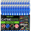 GearIT 24-Pack, Cat5e Ethernet Patch Cable 6 Feet - Snagless RJ45 Computer LAN Network Cord, Blue - Compatible with 24 48 Port Switch POE Rackmount 24port Gigabit