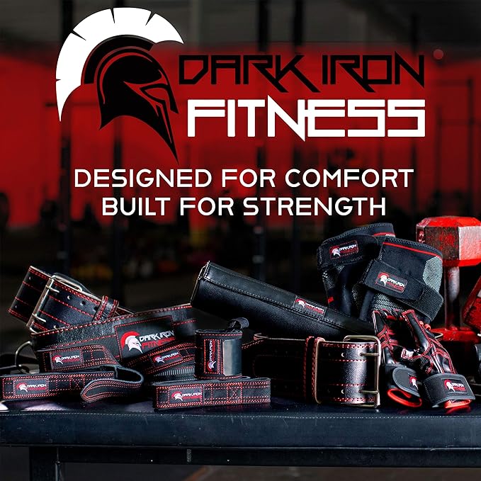 Dark Iron Fitness Barbell Clamps 2 Inch - 1 Pair of Olympic Size Weight Barbell Collars, Professional Weightlifting Plate Clips with Quick Release Spring Lock to Hold Weights on Bars - Black