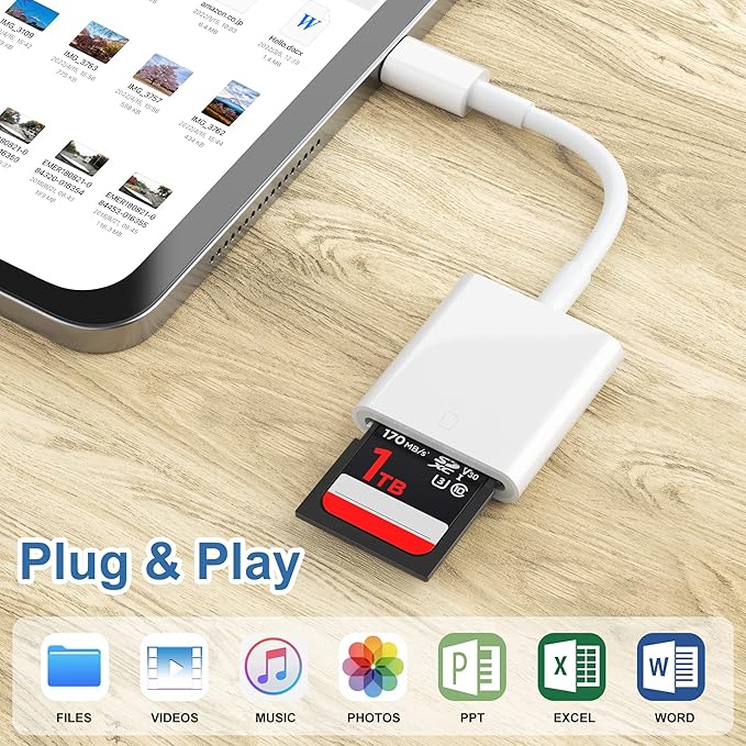 USB C SD Card Reader,USB 3.0 High Speed to SD Card Adapter for iPhone 15/16 Pro Max iPad Pro Trail Game Camera Viewer for MacBook Pro/Air iMac M1 M2 M3 Galaxy S24 Android PhoneTablet (White)