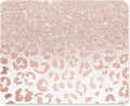 ITNRSIIET Mouse Pad with Stitched Edge Premium Textured Smooth Precise Operation Waterproof Washable Non-Slip Rubber Base Desktop Protection Mat, 10.2×8.3×0.12 inches, Rose Gold Leopard Print